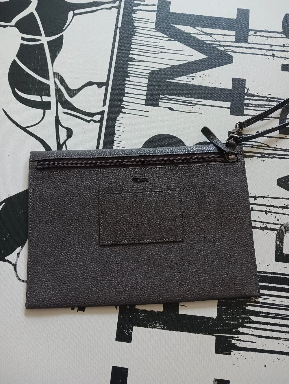 TUMI men Wristlet   Gray Genuine Leather, 11